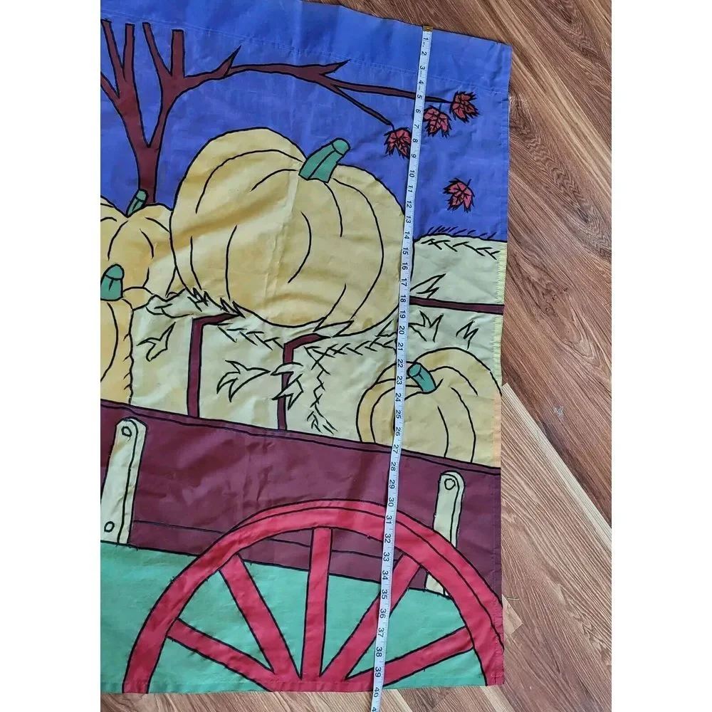 Vintage Halloween Pumpkin Nylon Garden Flag Les Fleurs Outdoor Hanging 40